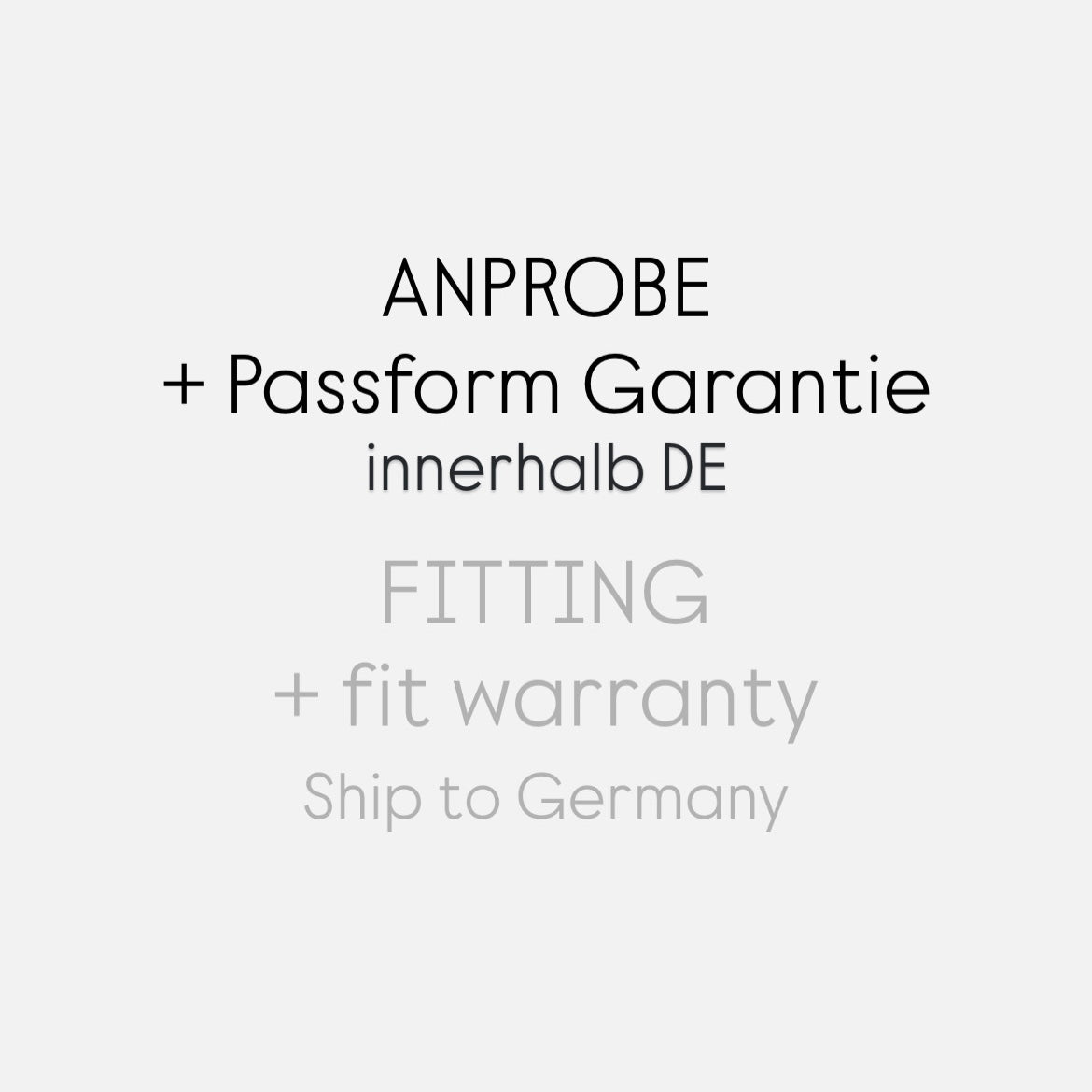 Anprobe & Passform Garantie - DE
